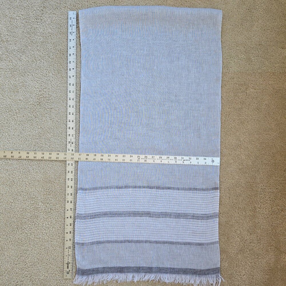 Puro Lino Linen Stripe Scarf Grey - Picture 7 of 7